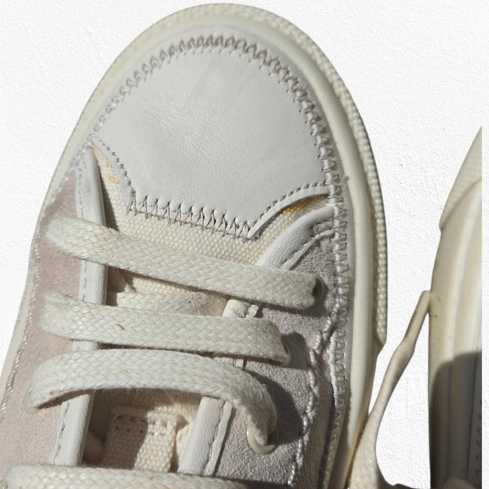 AllSaints Milla Cream Platform Sneakers Leather Canvas Shoes Size 6 EU 36